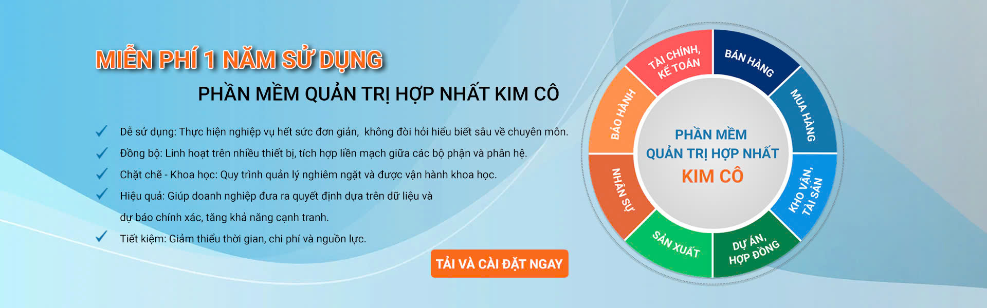 Miễn phí 1 năm sử dụng phần mềm Quản trị hợp nhất Kim Cô