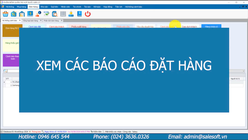 Xem báo cáo đặt hàng